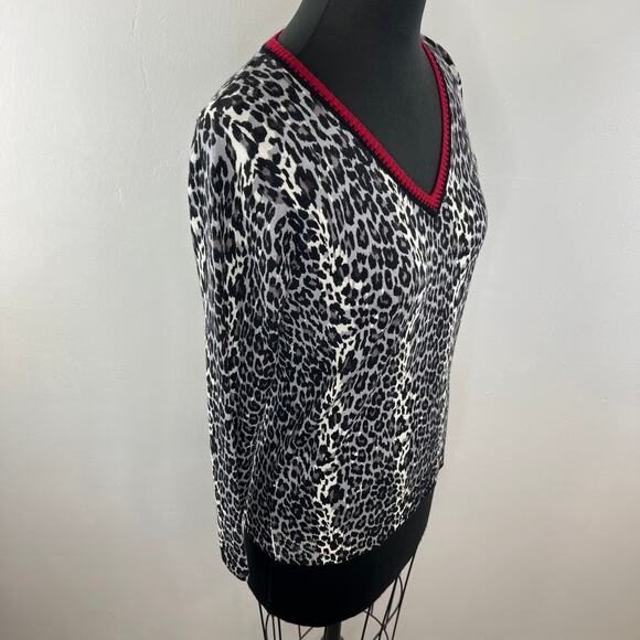 GERARD DAREL Black White Leopard Print Long Sleeve Merino Wool Sweater Size 1 - Picture 4 of 9